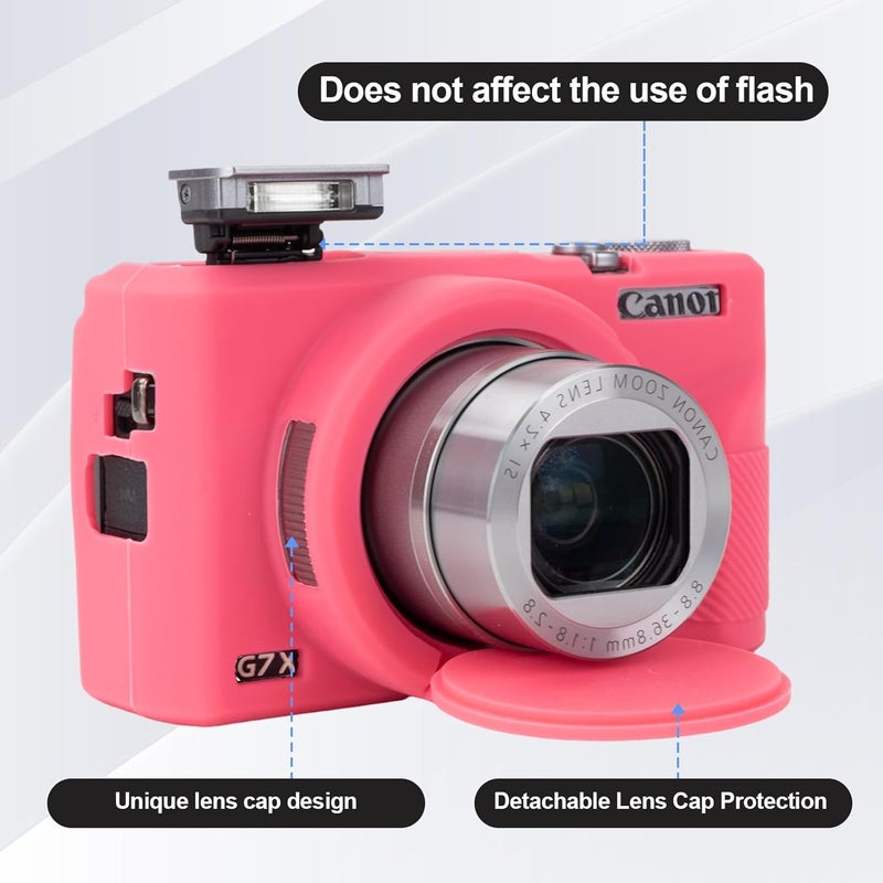 Rieibi غطاء سيليكون لكاميرا كانون G7X مارك III، ملحقات G7X مارك III مع 2 قطعة واقي شاشة، غطاء عدسة قابل للفصل لكاميرا كانون G7X مارك III - Image 3